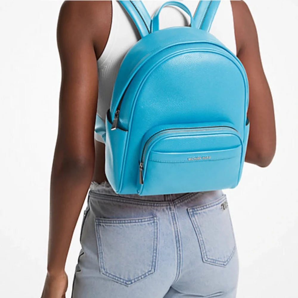 Michael Kors Bex Medium Pebbled Leather Backpack COLOR SANTORINI BLUE NWT